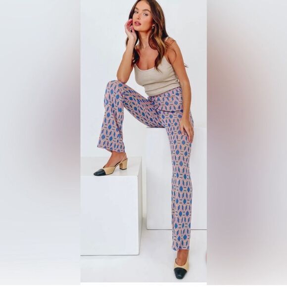 Zara Pink Blue Knit Pants - Picture 1 of 4